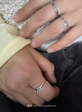 925纯银做旧线条轨道戒指