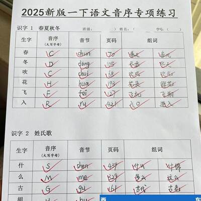 2026新一年级下册语文音序查字法语文园地汉语拼音音序查字典生字