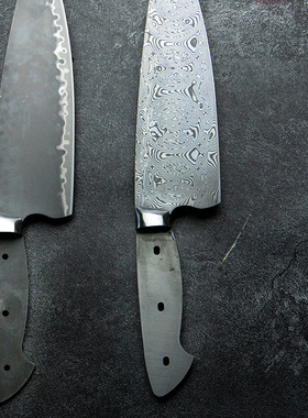 百浓厨刀菜刀牛刀刀胚无钢芯大马士革西式通体夹S35VN粉末钢胚子