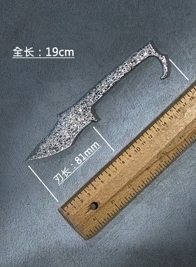 百浓潜水胚子野外小刀胚无钢芯大马士革单面刃小工具户外小钢胚