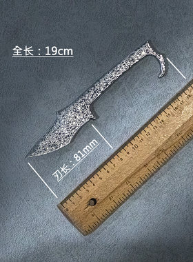 百浓潜水胚子野外小刀胚无钢芯大马士革单面刃小工具户外小钢胚