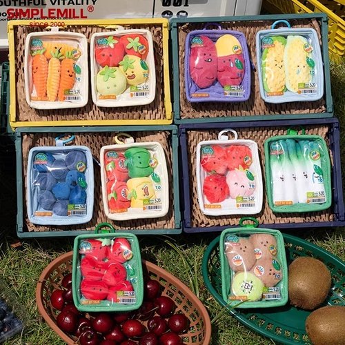 朴坊蔬果拼盘托盘毛绒公仔搞怪可爱玩偶樱桃番茄草莓痛包卡包挂件