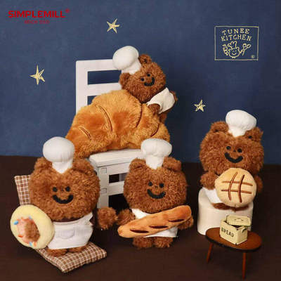 朴坊TUNEE GOODS烘焙小熊甜甜圈可颂法棍面包可爱毛绒挂件送礼物