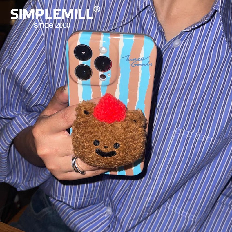 朴坊TUNEE GOODS毛绒小熊磁吸背胶手机气囊可伸缩支架可爱卡通