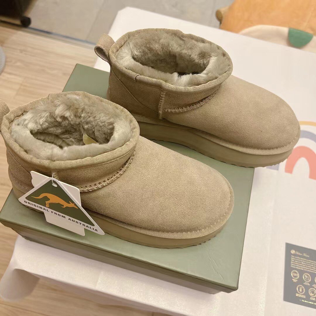 Women's Mini Snow Boots: Leather & Wool 4cm Thick Sole - Taobao product photo 3