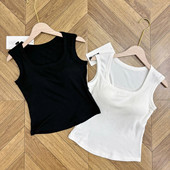 1414206纯色免穿内衣胸垫一体无袖 背心上衣