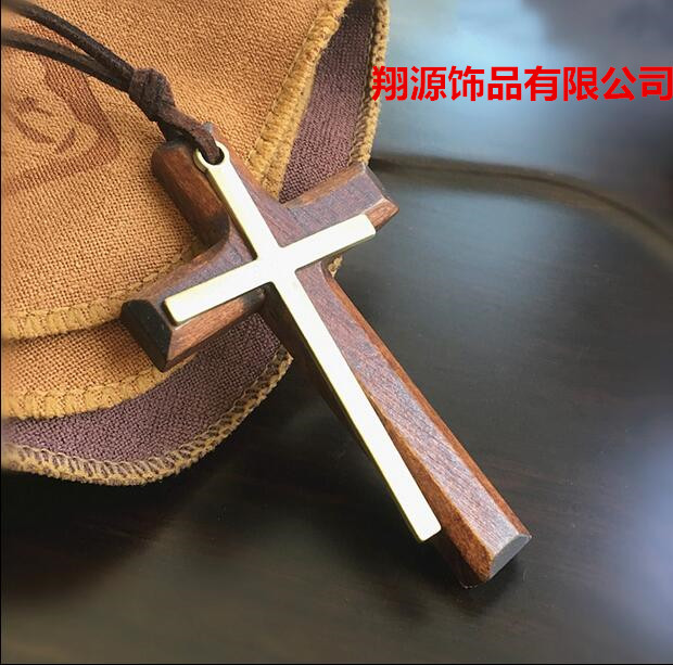 木质十字架文艺范女士毛衣链包邮
