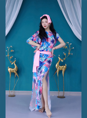 新款肚皮舞练习服练功服民俗袍子balady shabby saidi团体初学者