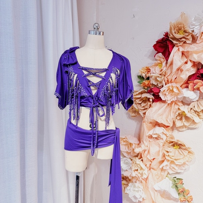 新款肚皮舞练功服练习服表演服演出服初学者shabby上衣重工