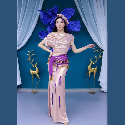 新款肚皮舞东方舞练功服练习服民俗袍子balady saidi shabby