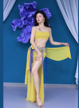 新款肚皮舞练功服练习服超仙显瘦高级大摆裙双开叉分体长裙