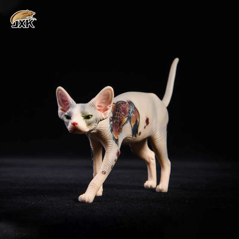 JXK 纹身版斯芬克斯无毛猫高端模型摆件仿真猫咪树脂小动物饰品猫