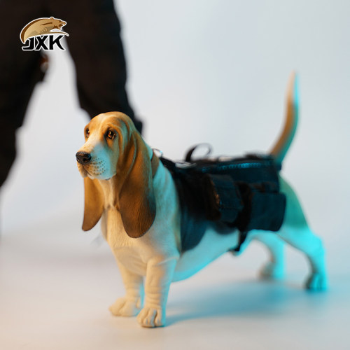 JXK 1/6巴吉度高端动物模型仿真猎犬桌面手办日常摆件狗树脂饰品