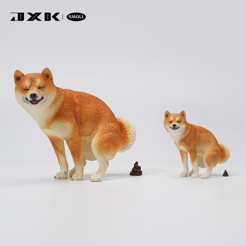 JXK small 1/12柴犬半蹲抬腿可爱迷你拉屎狗模型摆件道具玩具手办