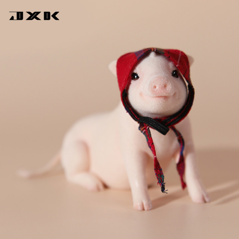 JXK小香猪迷你猪模型 公仔仿真小动物可爱治愈宠物猪手办潮玩摆件