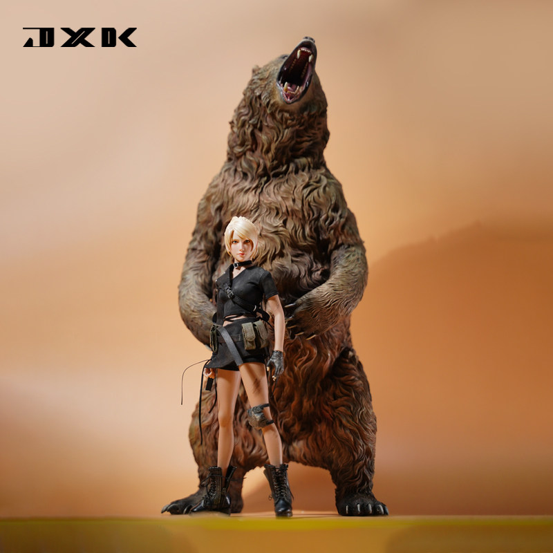 JXK 1/6 棕熊凶猛公仔兽动物GK仿真模型静态手办周边可搭配兵人偶