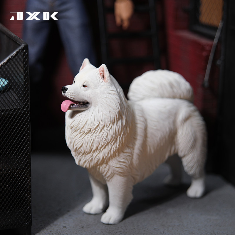 JXK 1/6 萨摩耶 网红可爱萌仿真宠物犬狗模型摆件手办潮玩公仔