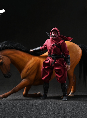 JXK 温血马第三弹半蹲骏马动物模型跪姿白马手办配兵人桌面摆件