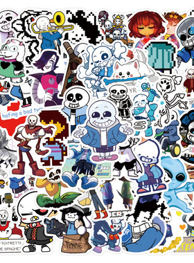 55张undertale卡通传说之下贴纸装饰手账文具水杯电脑防水贴画