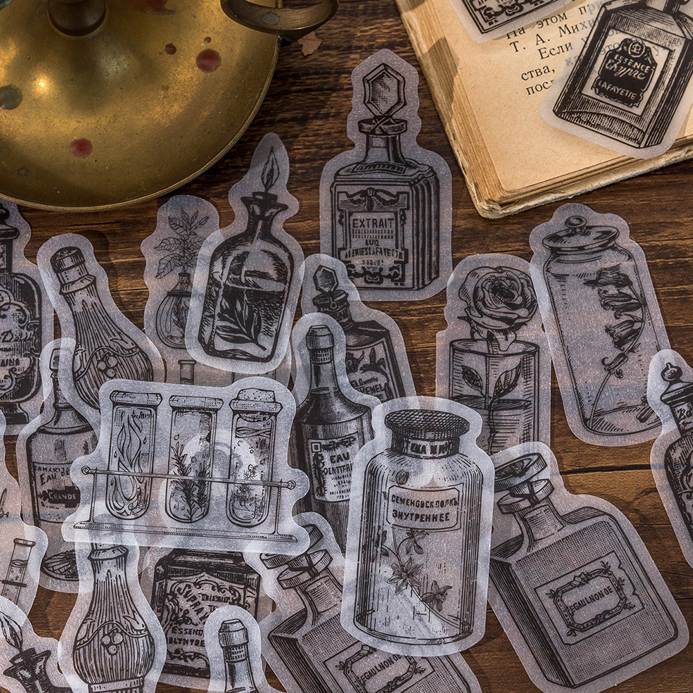 糖诗 香水实验室系列 贴纸包 欧式复古香水瓶子手帐diy装饰素材贴