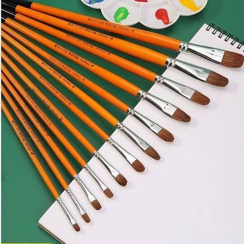 狼毫油画笔凡高862水粉笔丙烯画笔木质黄杆绘画排笔水彩笔