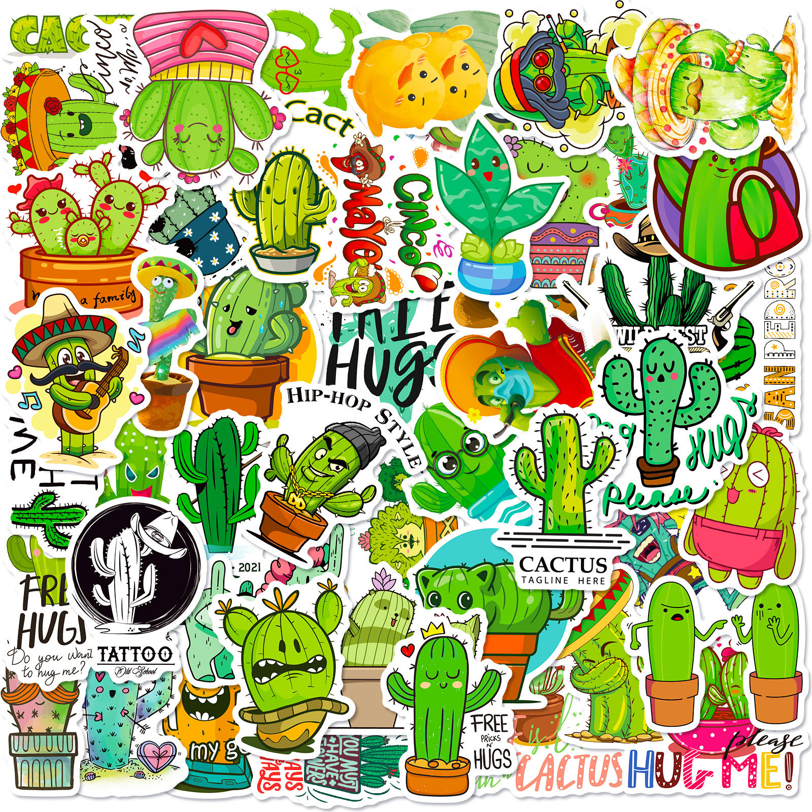 50张原创小清新仙人掌贴纸 ins风植物笔记本滑板车水杯贴纸手账贴,文具电教/文化用品/商务用品,贴纸/立体贴纸,淘宝优惠券,粉丝福利购,淘宝优惠卷
