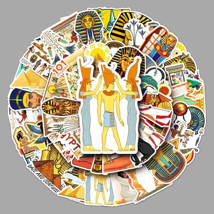 50张埃及法老卡通行李箱贴纸个性潮流涂鸦笔记本电脑汽车装饰