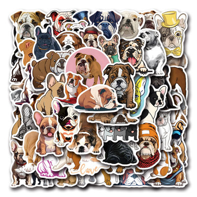 55张新款bulldog斗牛犬涂鸦贴纸装饰笔记本行李箱手机DIY贴纸