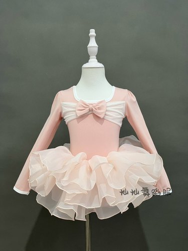 女童长袖春秋可爱蝴蝶结演出服