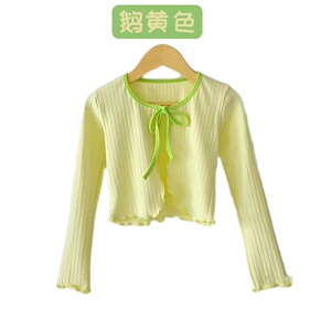 儿童舞蹈服披肩外套保暖日常百搭开衫系带圆领长袖民族舞练功服