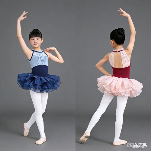 儿童舞蹈练功服舞蹈体操服挂脖款形体服女童芭蕾舞练功服演出服