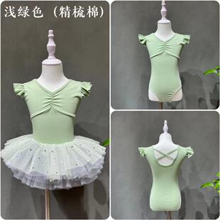 连体服民舞中国舞芭蕾练功服蓬蓬裙演出服 新款 夏季 儿童花边袖