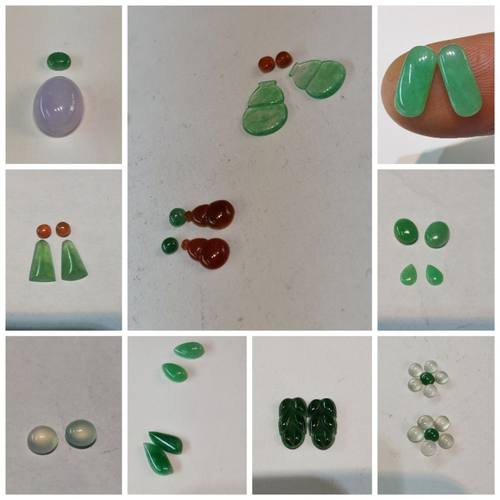 天然A级翡翠裸石绿色玉石配件