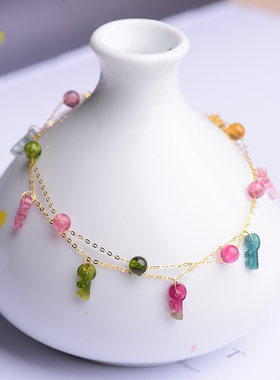 18k天然韩版镶嵌礼物碧玺手链