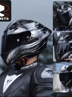 RR头盔FF101全盔摩托车情侣四季机车骑士防摔通勤男女通用暴力熊