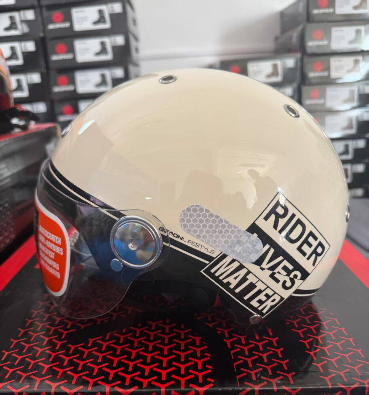 BEON摩托车头盔男女士夏季防晒电动车哈雷半盔3C认证安全帽四季