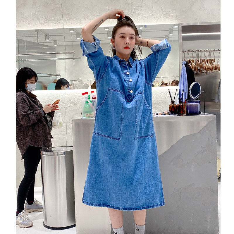 中长款左一牛仔连衣裙女春秋20连衣裙