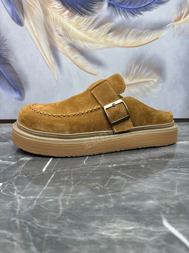 春夏季磨砂牛皮透气轻奢勃肯拖鞋