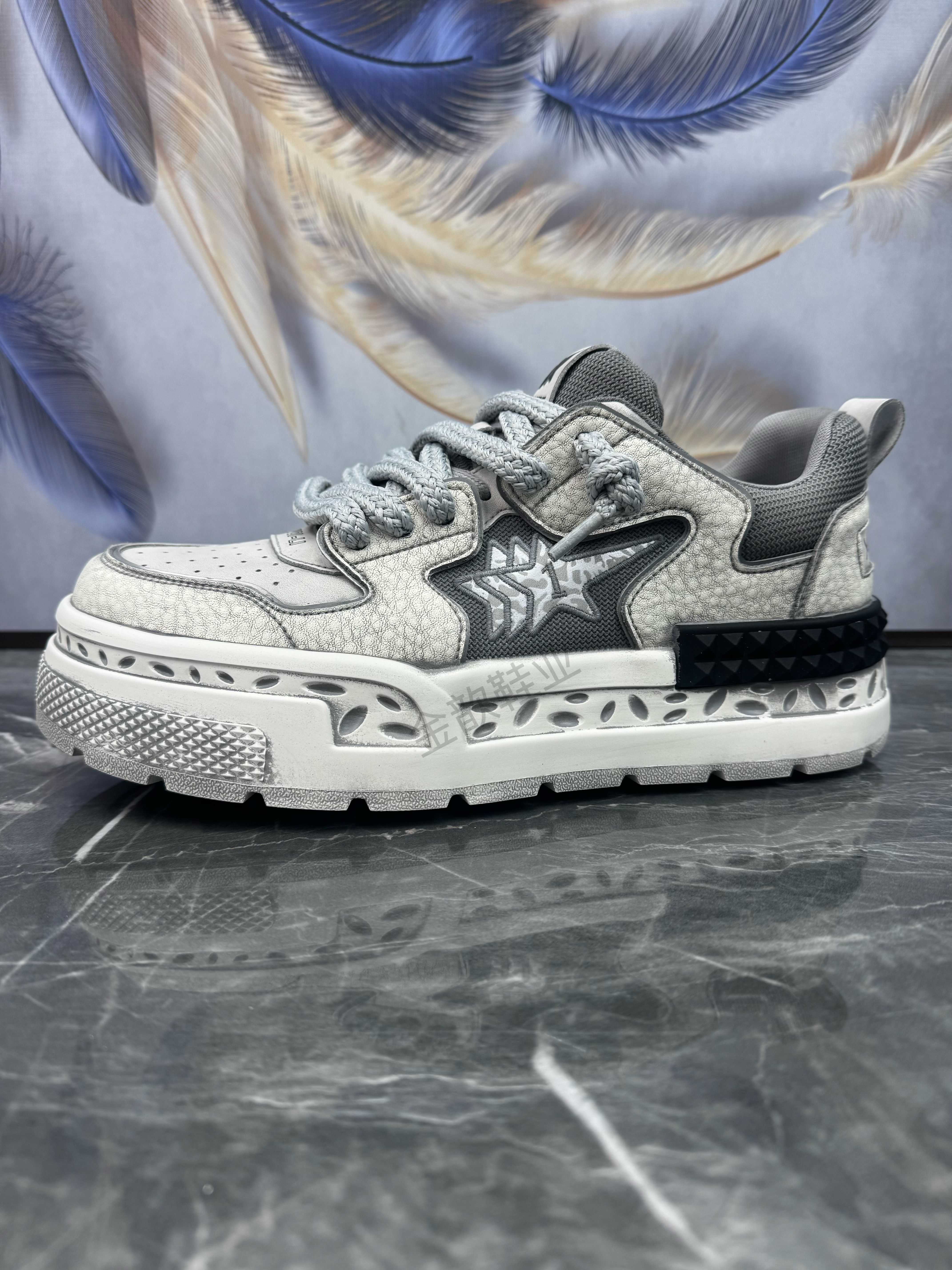 男鞋2026春季新款轻便厚底增高真皮透气百搭潮流拼色运动休闲板鞋,流行男鞋,休闲板鞋,淘宝优惠券,粉丝福利购,淘宝优惠卷