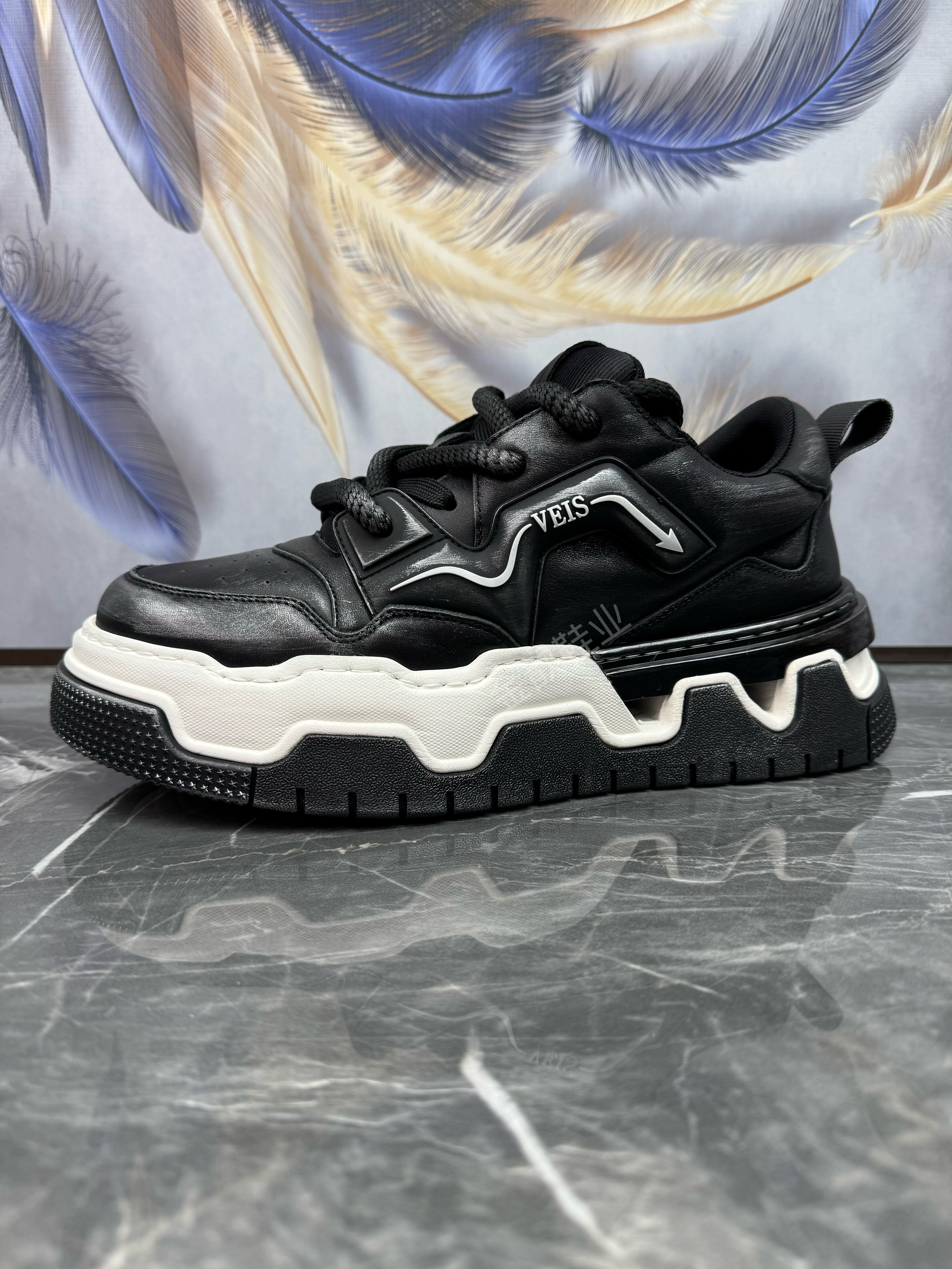 头层牛皮软厚底增高运动休闲潮鞋