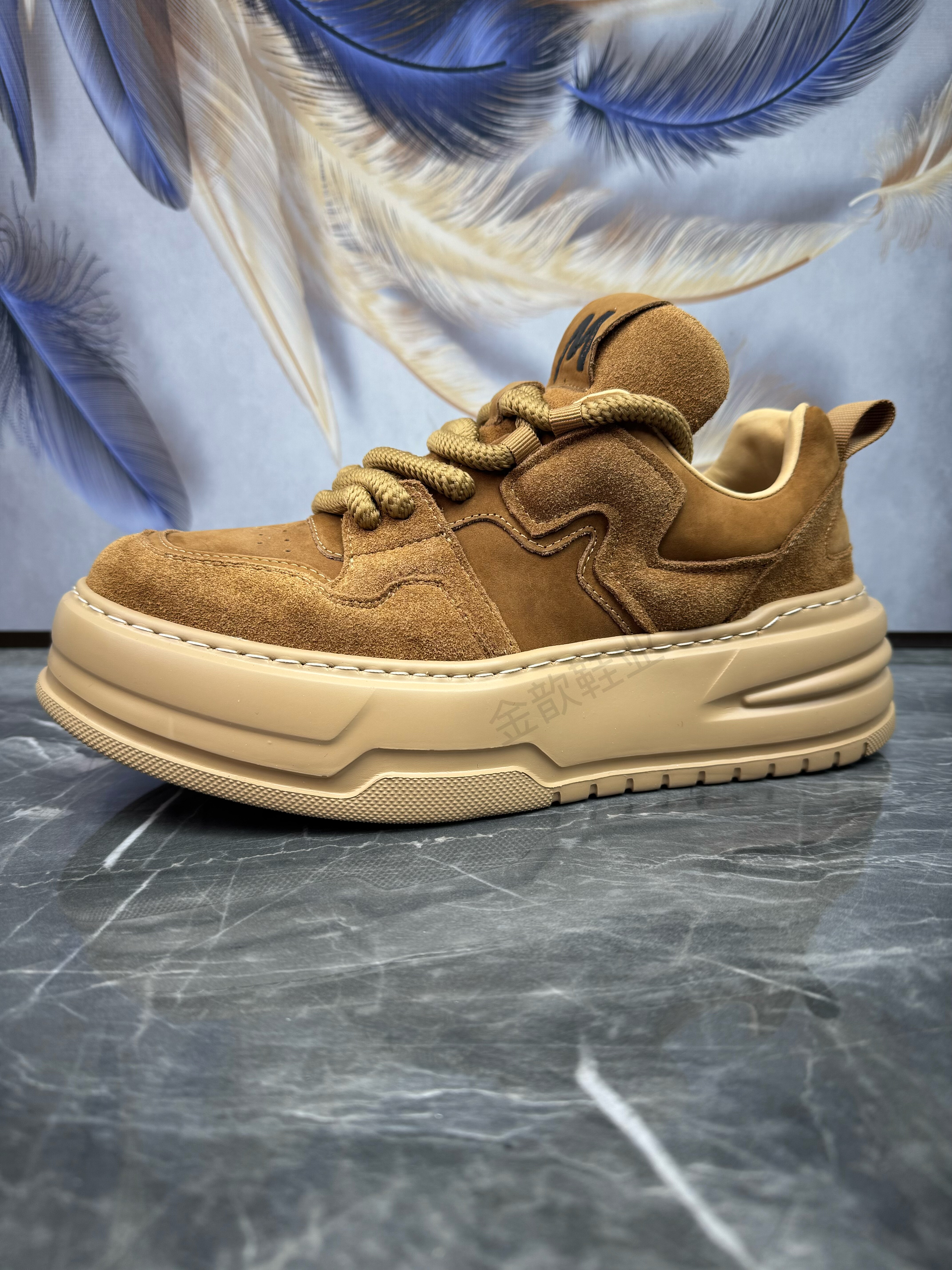 冬季头层牛皮轻便厚底运动休闲鞋