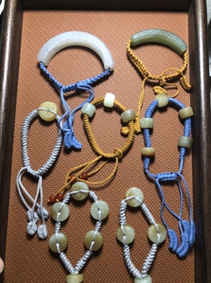 正品保真精品天然和田玉老光珠 橘皮纹路路通多宝手串手链藏式