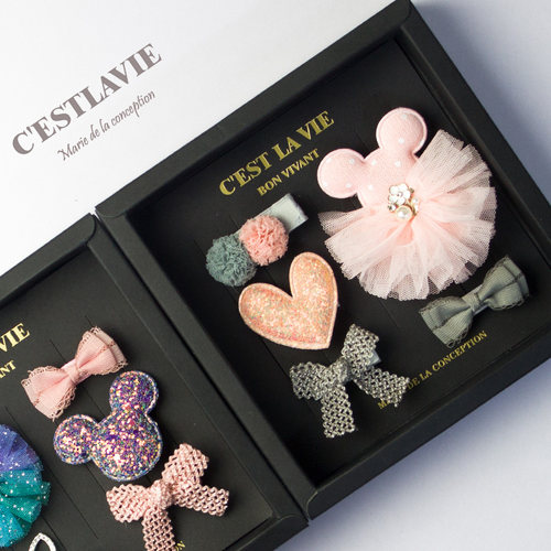 W0421韩版女孩发夹盒装套装礼物