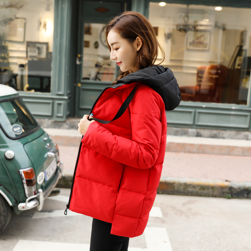 红色新款时尚白鸭绒修身休闲外套