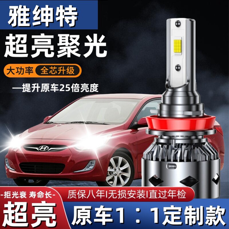 06-11款现代雅绅特led前大灯远近光一体车灯改装专用强光超亮灯泡