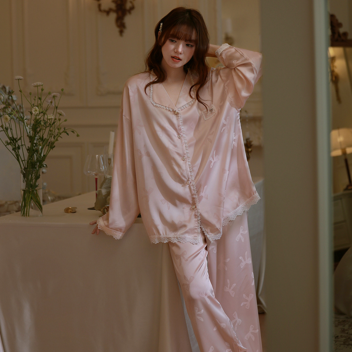马克公主轻奢甜美睡衣女春夏冰丝