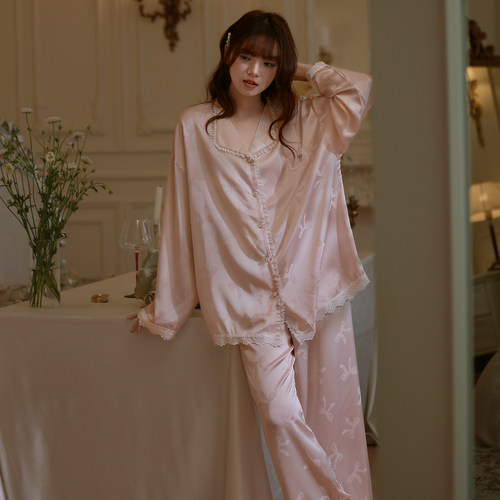 马克公主轻奢甜美睡衣女春夏冰丝