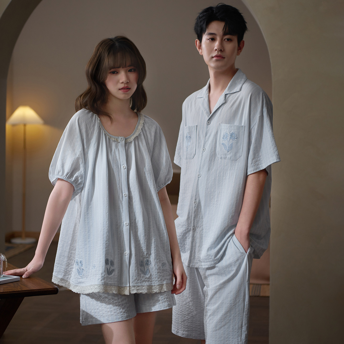 马克公主情侣睡衣女夏季新款甜美高质感柔软纯棉可出门男生家居服