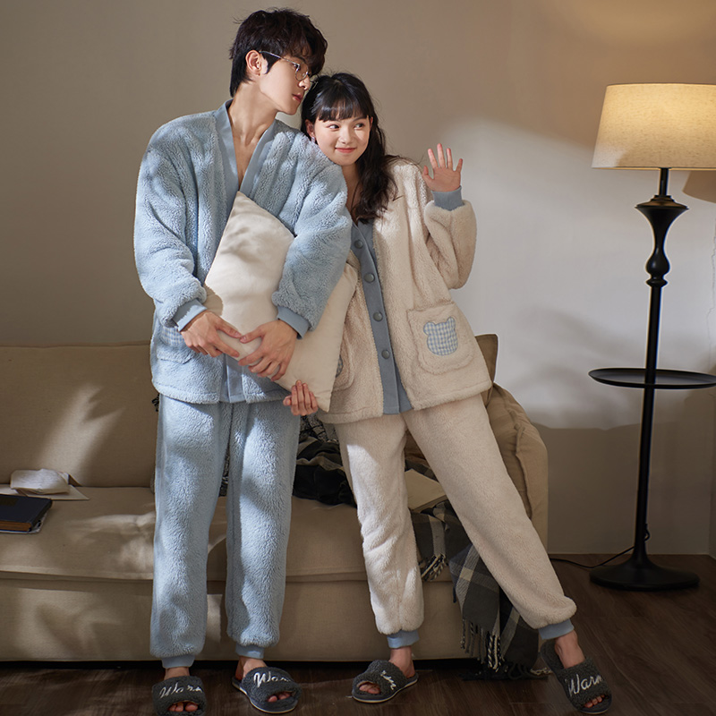 情侣睡衣秋冬款珊瑚绒加厚毛茸茸