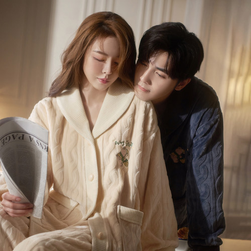 马克公主珊瑚绒情侣睡衣高级感